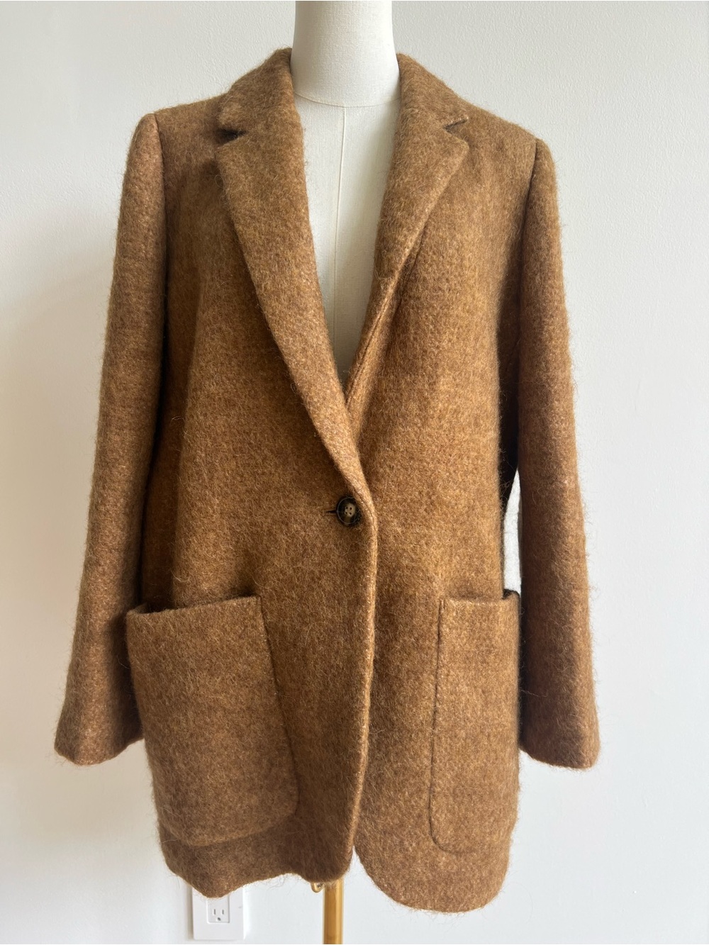 Madewell Larsen Blazer Women’s XL Boucle Toffee Melange Wool Alpaca Oversized